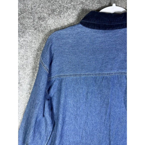 Vintage Nut Cracker Blue Denim Button Up Shirt Womens‎ XL Christmas Embroidery - Picture 10 of 14